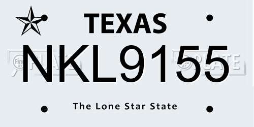 NKL9155 Texas License Plate
