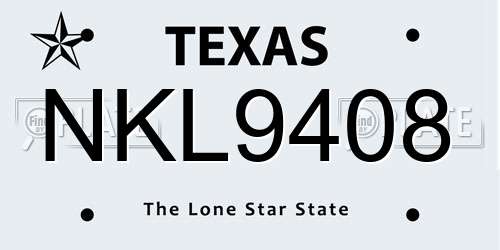 NKL9408 Texas License Plate