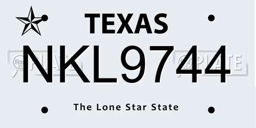NKL9744 Texas License Plate