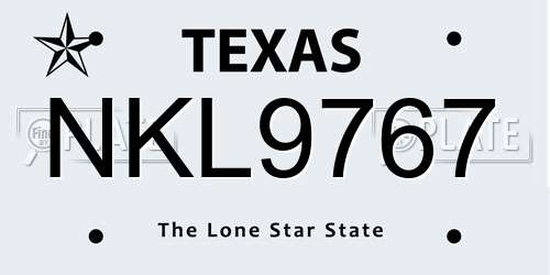 NKL9767 Texas License Plate