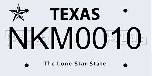 NKM0010 Texas License Plate