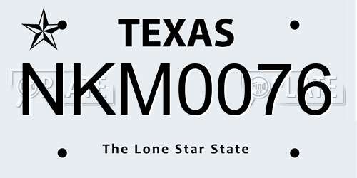 NKM0076 Texas License Plate