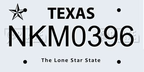 NKM0396 Texas License Plate