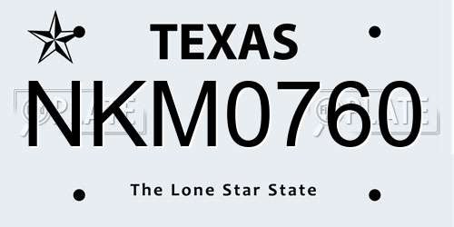 NKM0760 Texas License Plate