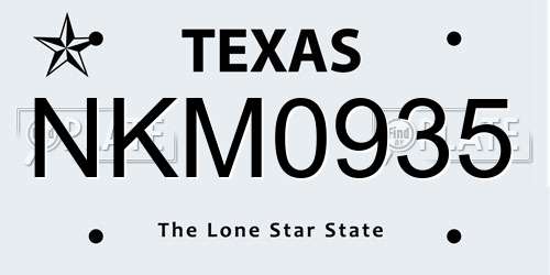 NKM0935 Texas License Plate
