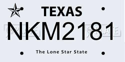 NKM2181 Texas License Plate