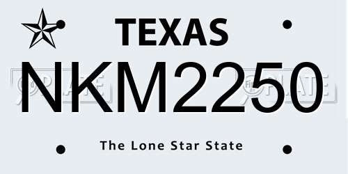 NKM2250 Texas License Plate