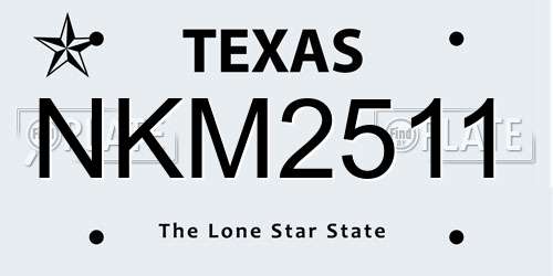 NKM2511 Texas License Plate