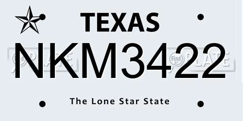 NKM3422 Texas License Plate