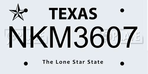 NKM3607 Texas License Plate