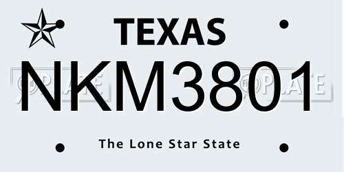 NKM3801 Texas License Plate