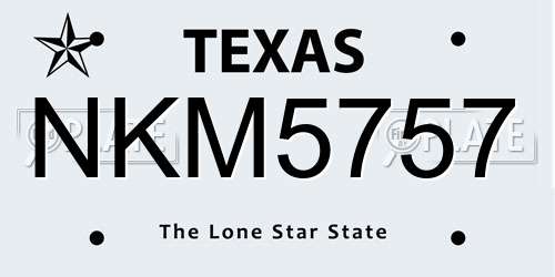 NKM5757 Texas License Plate