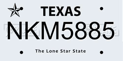 NKM5885 Texas License Plate