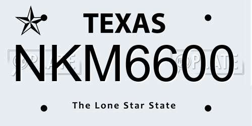 NKM6600 Texas License Plate