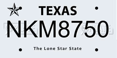 NKM8750 Texas License Plate