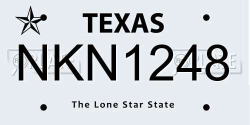 NKN1248 Texas License Plate