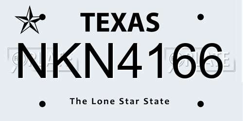 NKN4166 Texas License Plate