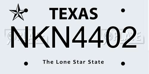 NKN4402 Texas License Plate