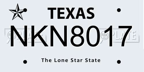 NKN8017 Texas License Plate