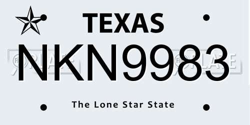 NKN9983 Texas License Plate