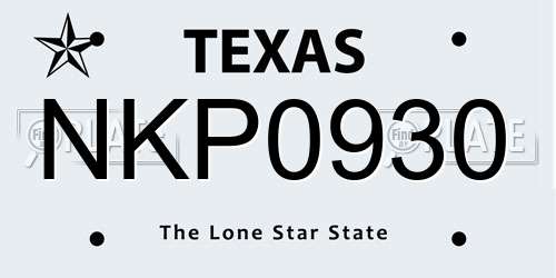 NKP0930 Texas License Plate