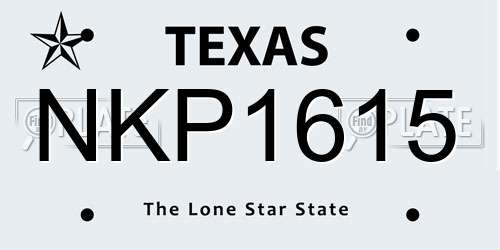 NKP1615 Texas License Plate