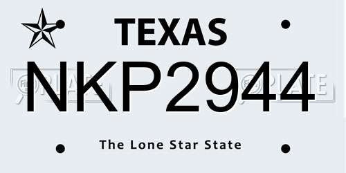 NKP2944 Texas License Plate