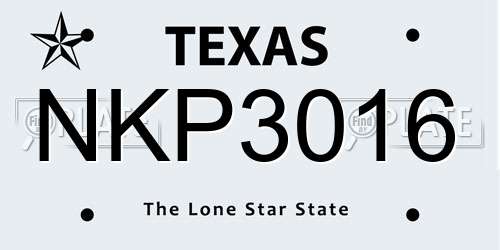 NKP3016 Texas License Plate