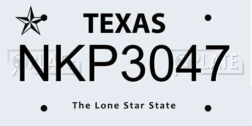 NKP3047 Texas License Plate