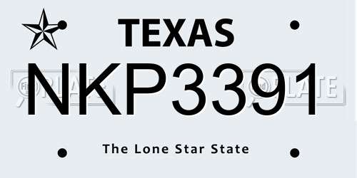 NKP3391 Texas License Plate