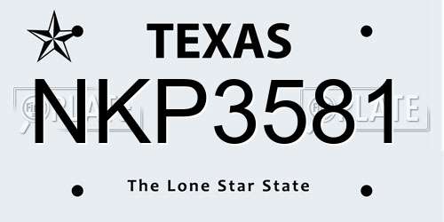NKP3581 Texas License Plate