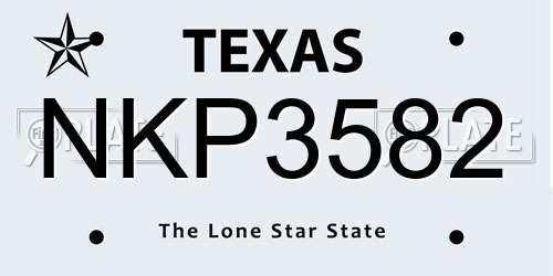 NKP3582 Texas License Plate