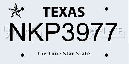 NKP3977 Texas License Plate
