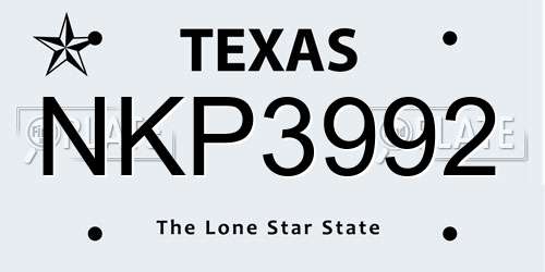NKP3992 Texas License Plate