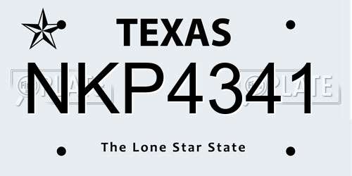 NKP4341 Texas License Plate