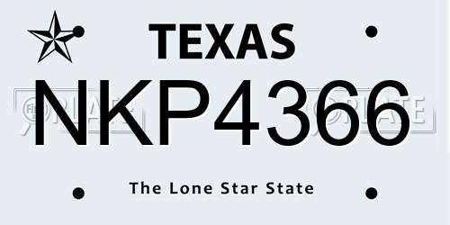 NKP4366 Texas License Plate
