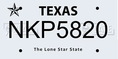 NKP5820 Texas License Plate