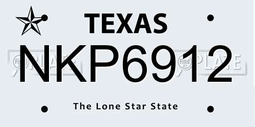 NKP6912 Texas License Plate