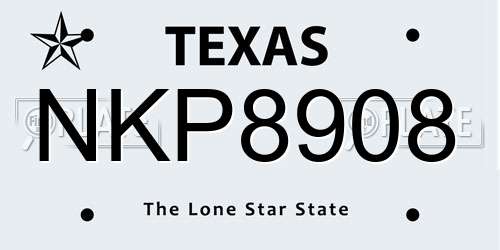 NKP8908 Texas License Plate