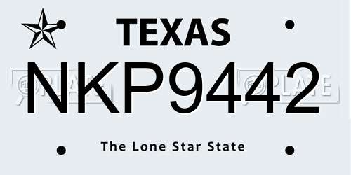 NKP9442 Texas License Plate