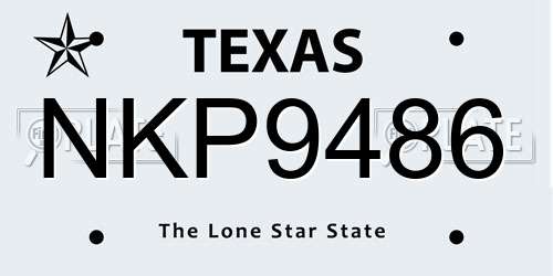 NKP9486 Texas License Plate