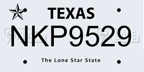 NKP9529 Texas License Plate