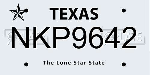 NKP9642 Texas License Plate
