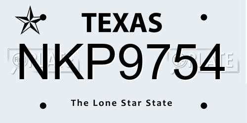 NKP9754 Texas License Plate