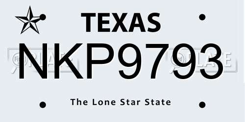 NKP9793 Texas License Plate