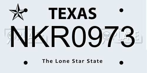 NKR0973 Texas License Plate