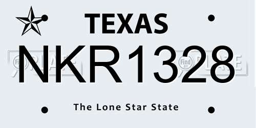 NKR1328 Texas License Plate