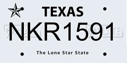 NKR1591 Texas License Plate