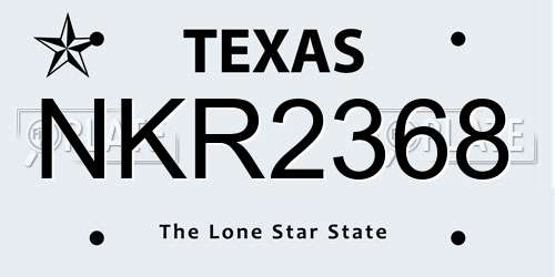 NKR2368 Texas License Plate