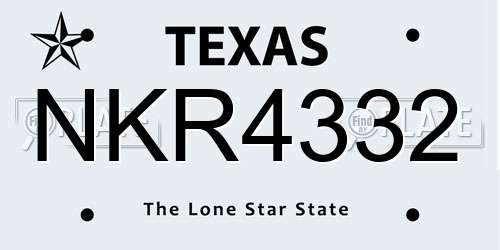 NKR4332 Texas License Plate